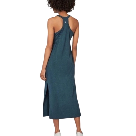 Sweaty Betty Holistic Jersey Knit Dress Teal Blue Green Racerback size Medium - Picture 4 of 11